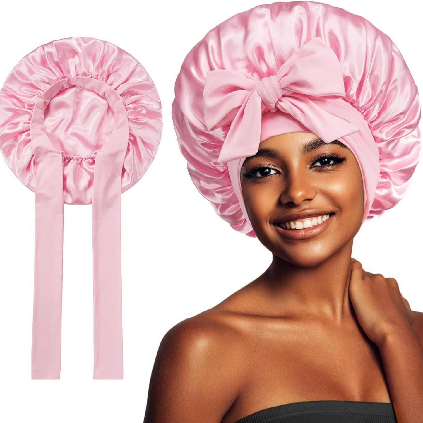 (1+1) Smooth-Night by Norvessa™ (Satin Hair Bonnet with Magic Tie Band)